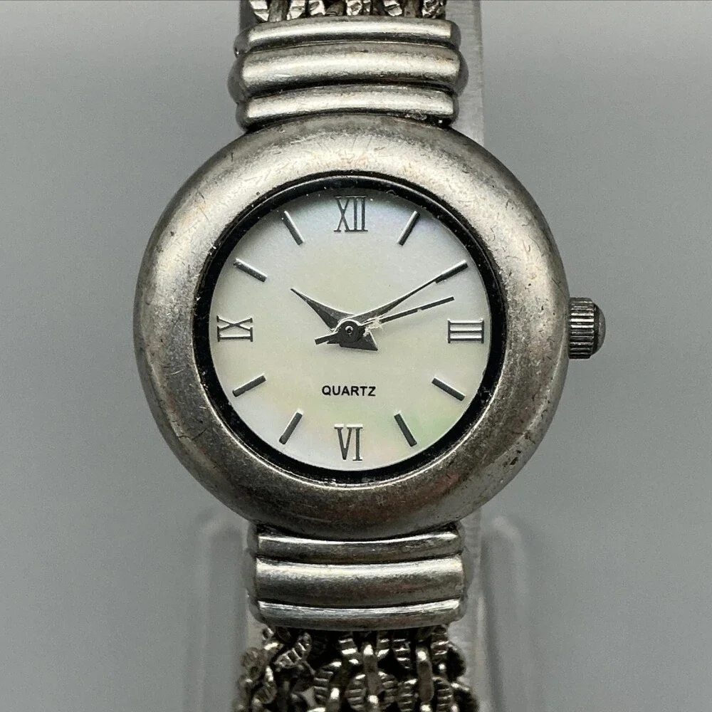 J. Jill Womens Watch 25mm MOP Dial Silver Tone Chain Bracelet New Battery 8